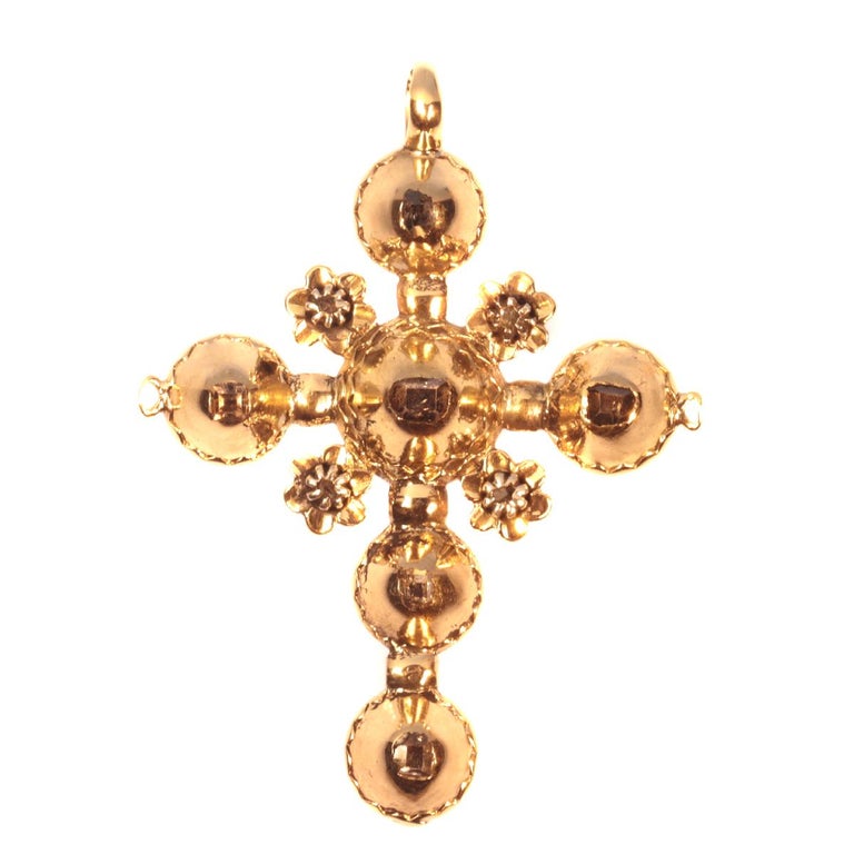 18th Century Antique Gold Cross with Table Cut Diamonds, 1730s For Sale ...