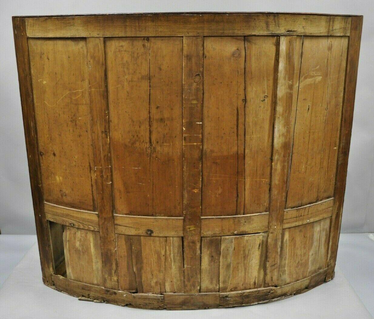18th Century Antique High Back Curved English Pine Pub Settle Hall Storage Bench For Sale 2