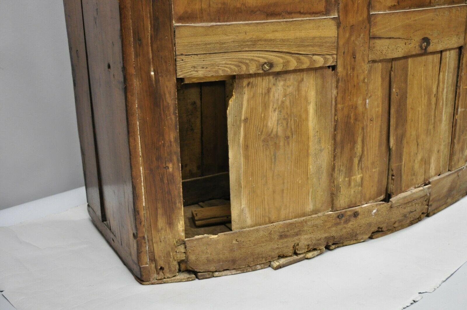 18th Century Antique High Back Curved English Pine Pub Settle Hall Storage Bench For Sale 3