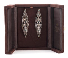 Antique 18th Century Iberian Emerald Chandelier Earrings