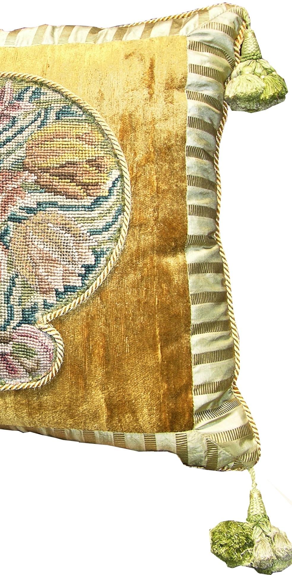 Empire 18th Century Antique Italian Needlepoint Pillow For Sale