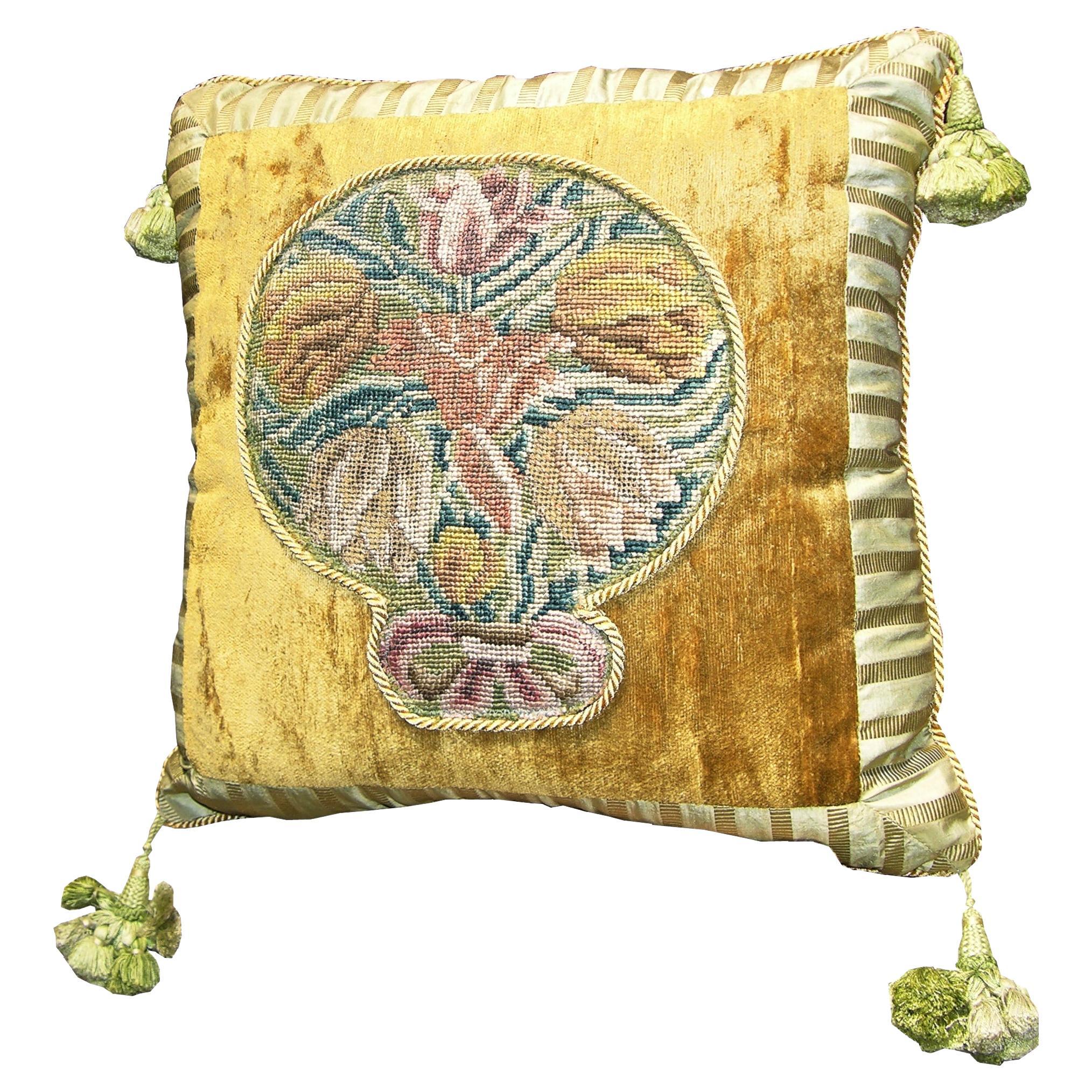 18th Century Antique Italian Needlepoint Pillow