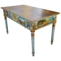 18th Century Antique Italian Sicilian Artistic Hand Painted Nuptial Writing Desk