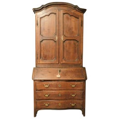 18th Century Antique Italian Walnut Wood Trumeau, with Inlaid Fillets, Lot Doors
