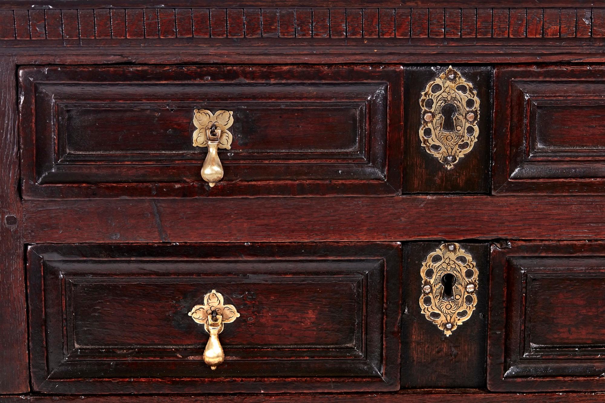 18th Century Antique Jacobean Oak Chest of Drawers For Sale 2