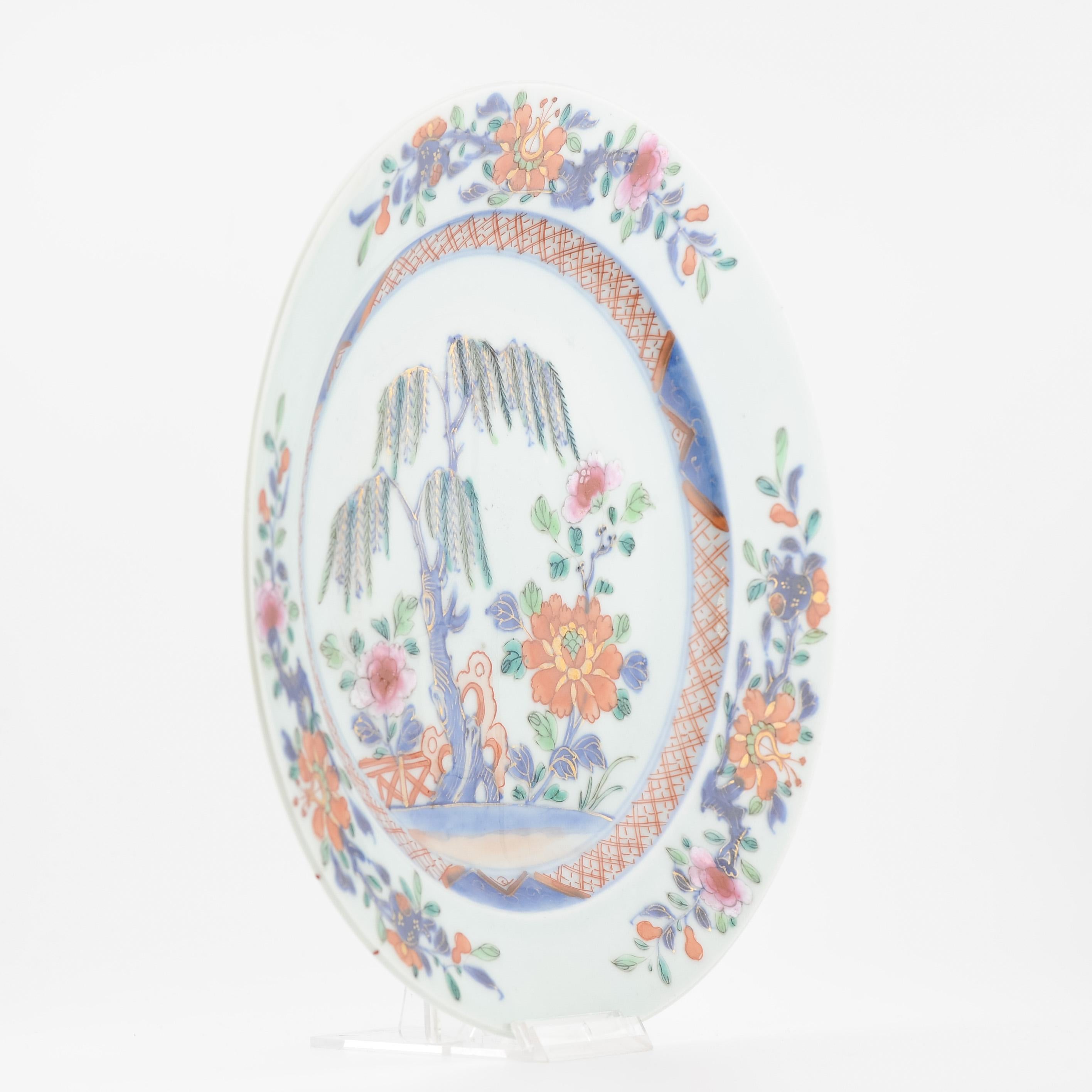 18th century Antique Kangxi Yongzheng Chinese Porcelain Garden Plate For Sale 5