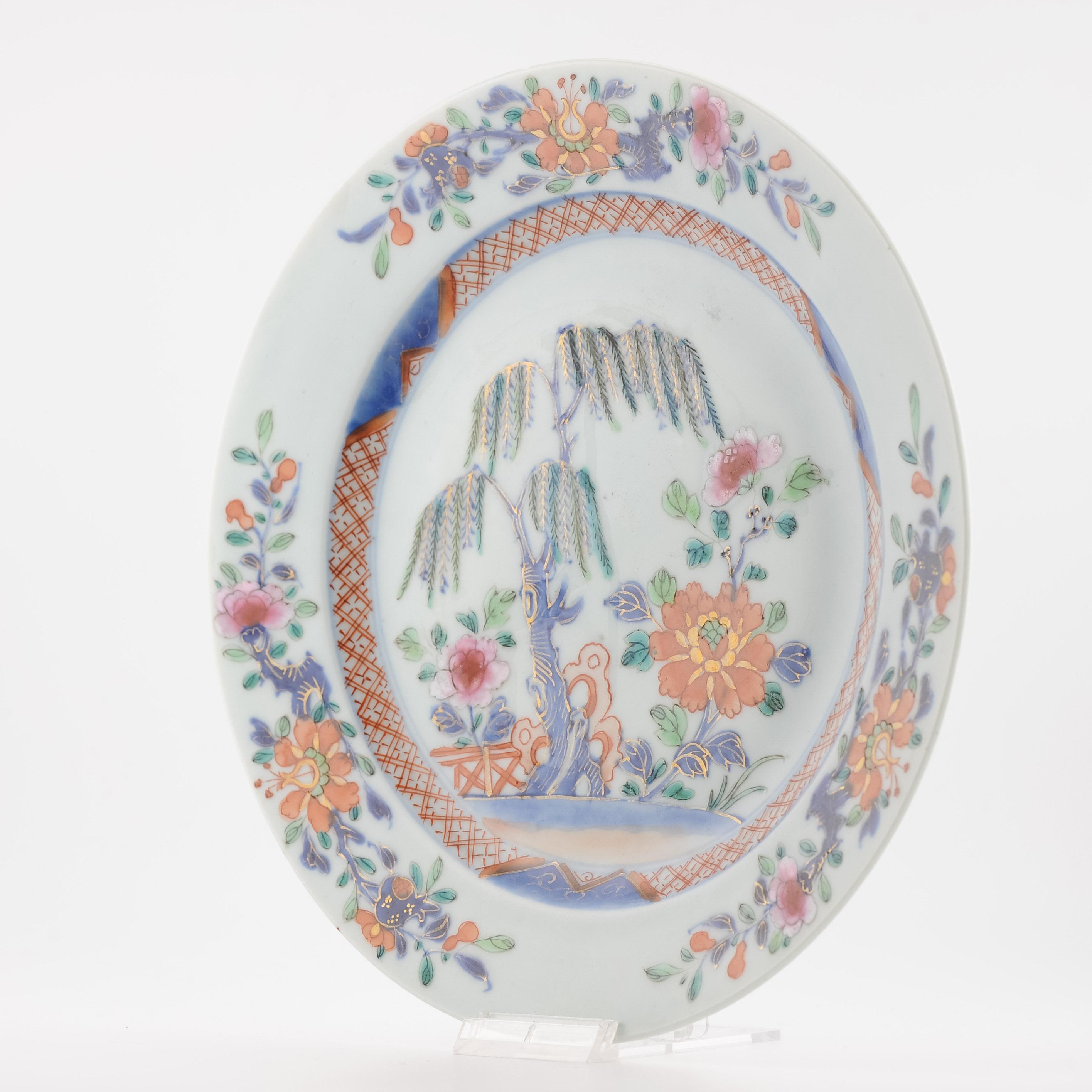 18th century Antique Kangxi Yongzheng Chinese Porcelain Garden Plate For Sale 1