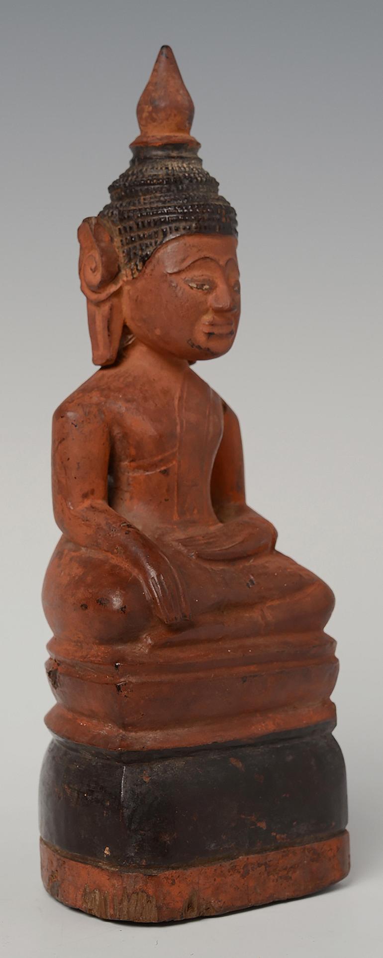 18th Century, Antique Khmer Wooden Seated Buddha 4
