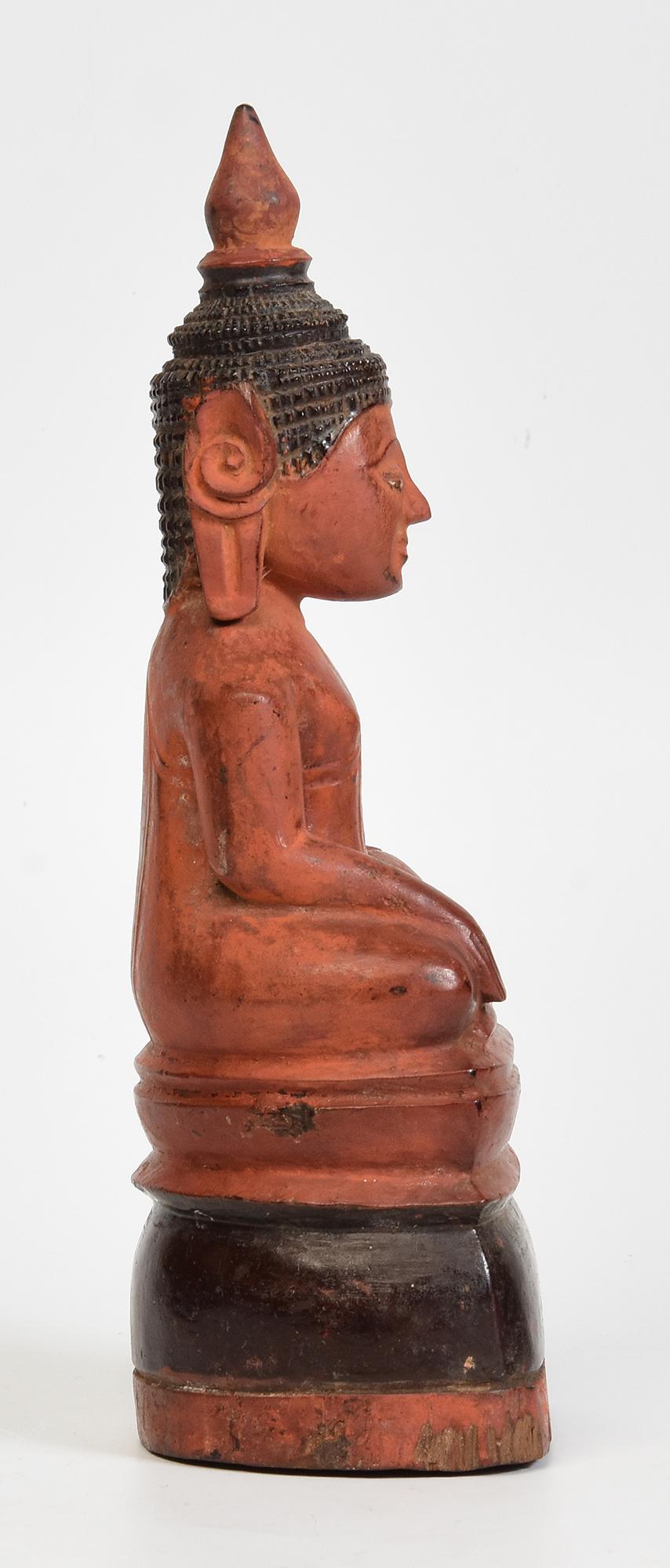 18th Century, Antique Khmer Wooden Seated Buddha 4