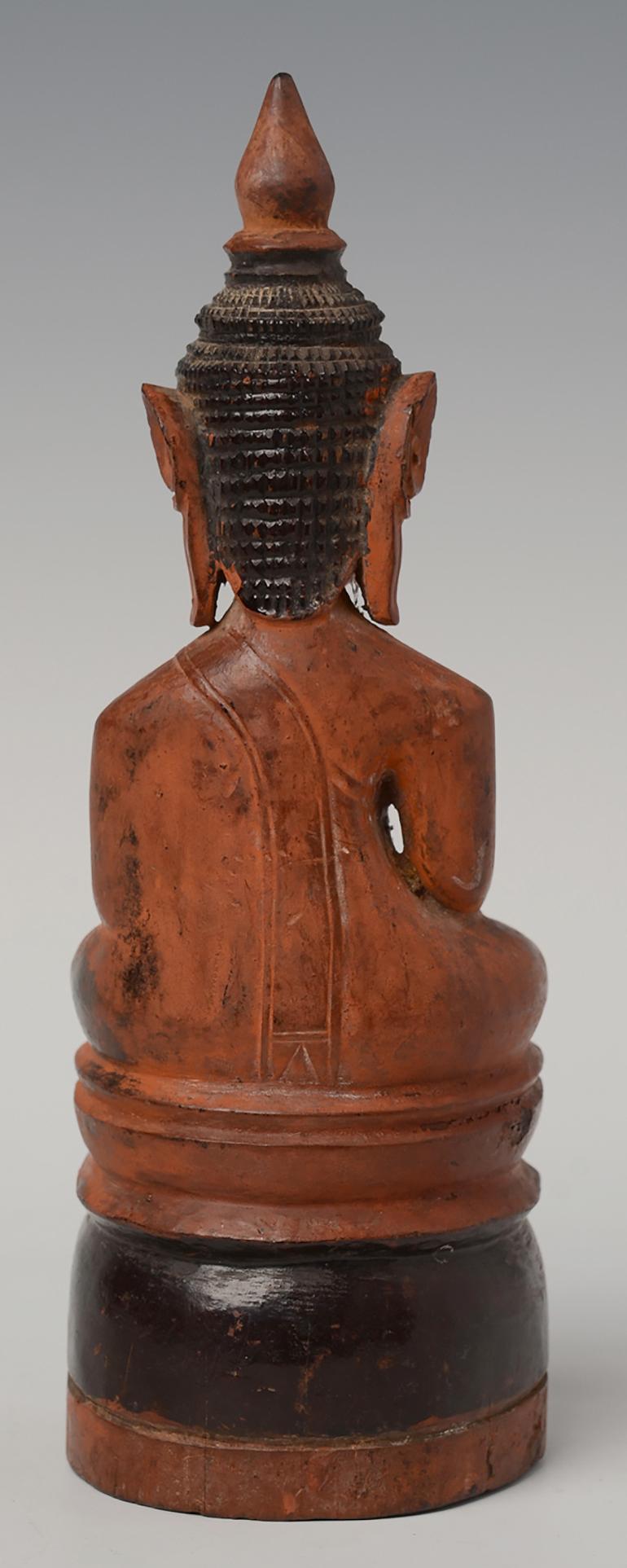 18th Century, Antique Khmer Wooden Seated Buddha 1