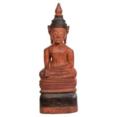 Bouddha assis en bois khmer ancien, 18e siècle