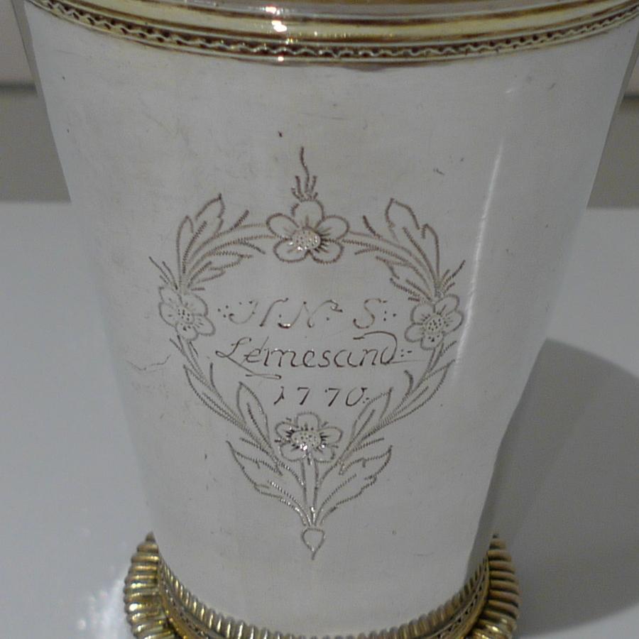 18th Century Antique Large Silver Beaker Probably Baltic circa 1770 'Maker FR' For Sale 1