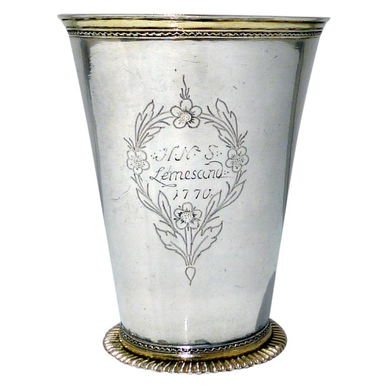 18th Century Antique Large Silver Beaker Probably Baltic circa 1770 'Maker FR' For Sale