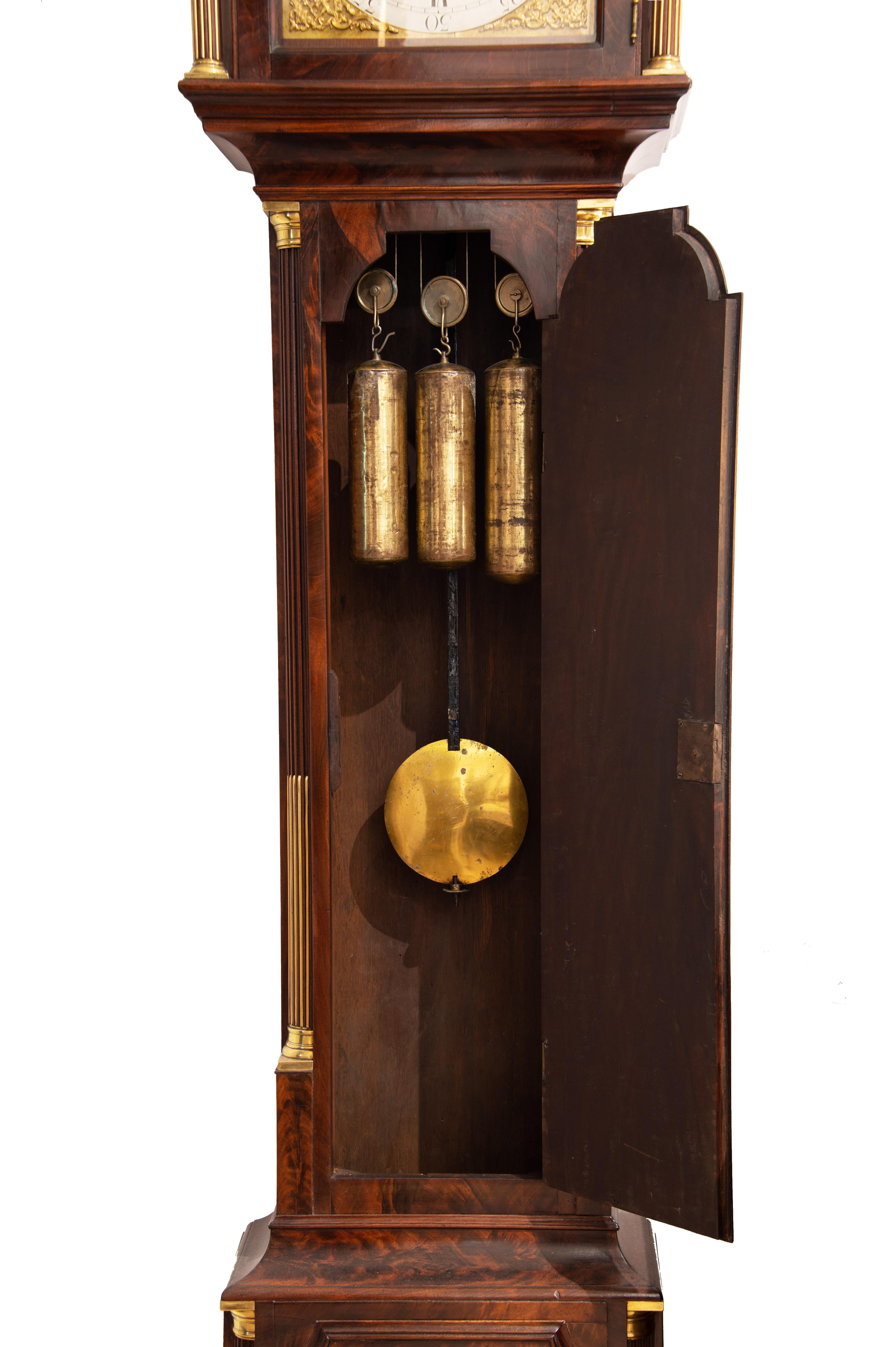 George III 18th Century Antique Mahogany Quarter-Striking Longcase Clock by John Waldron For Sale