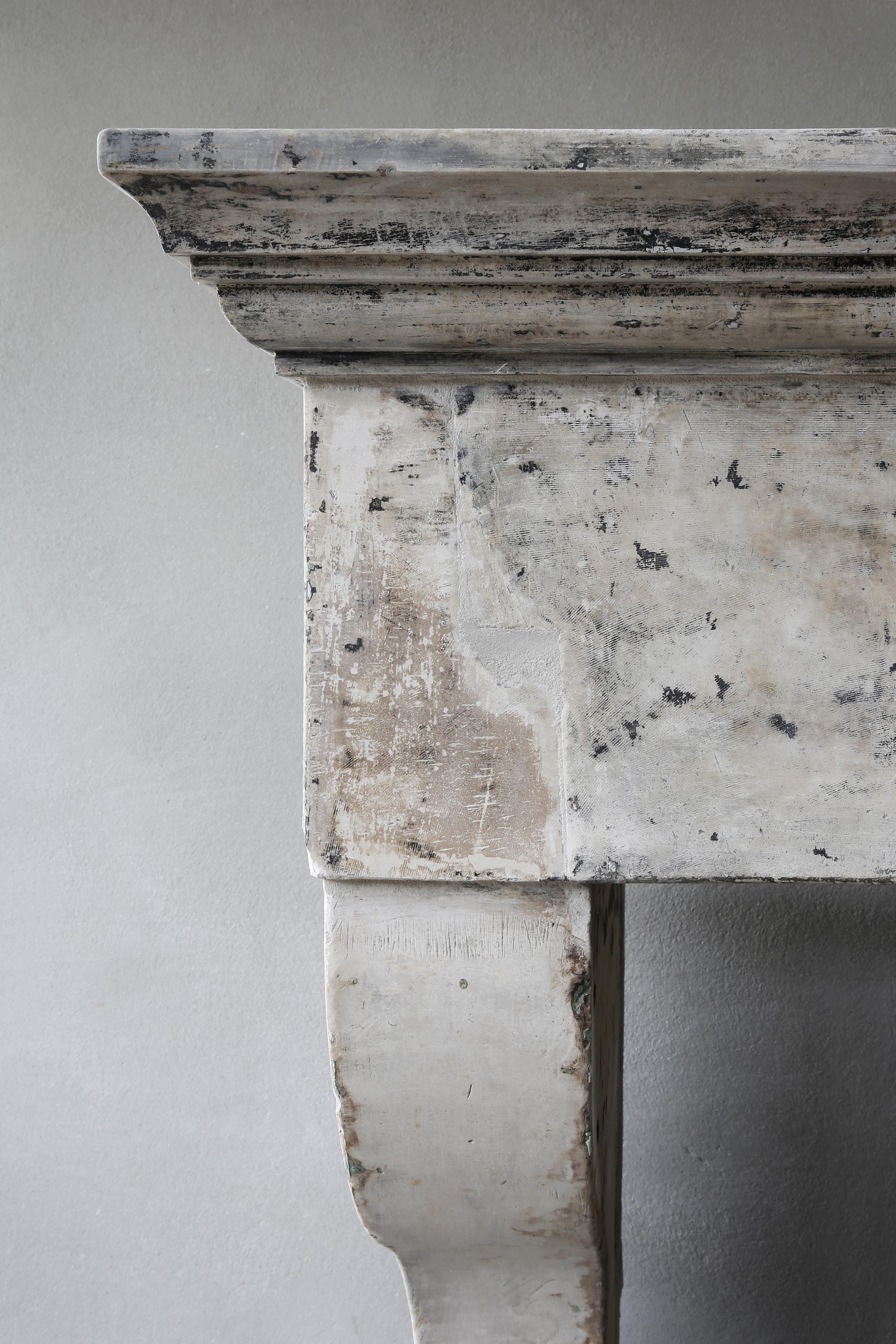 18th Century Antique Mantel in Style of Campagnarde of French Limestone 5