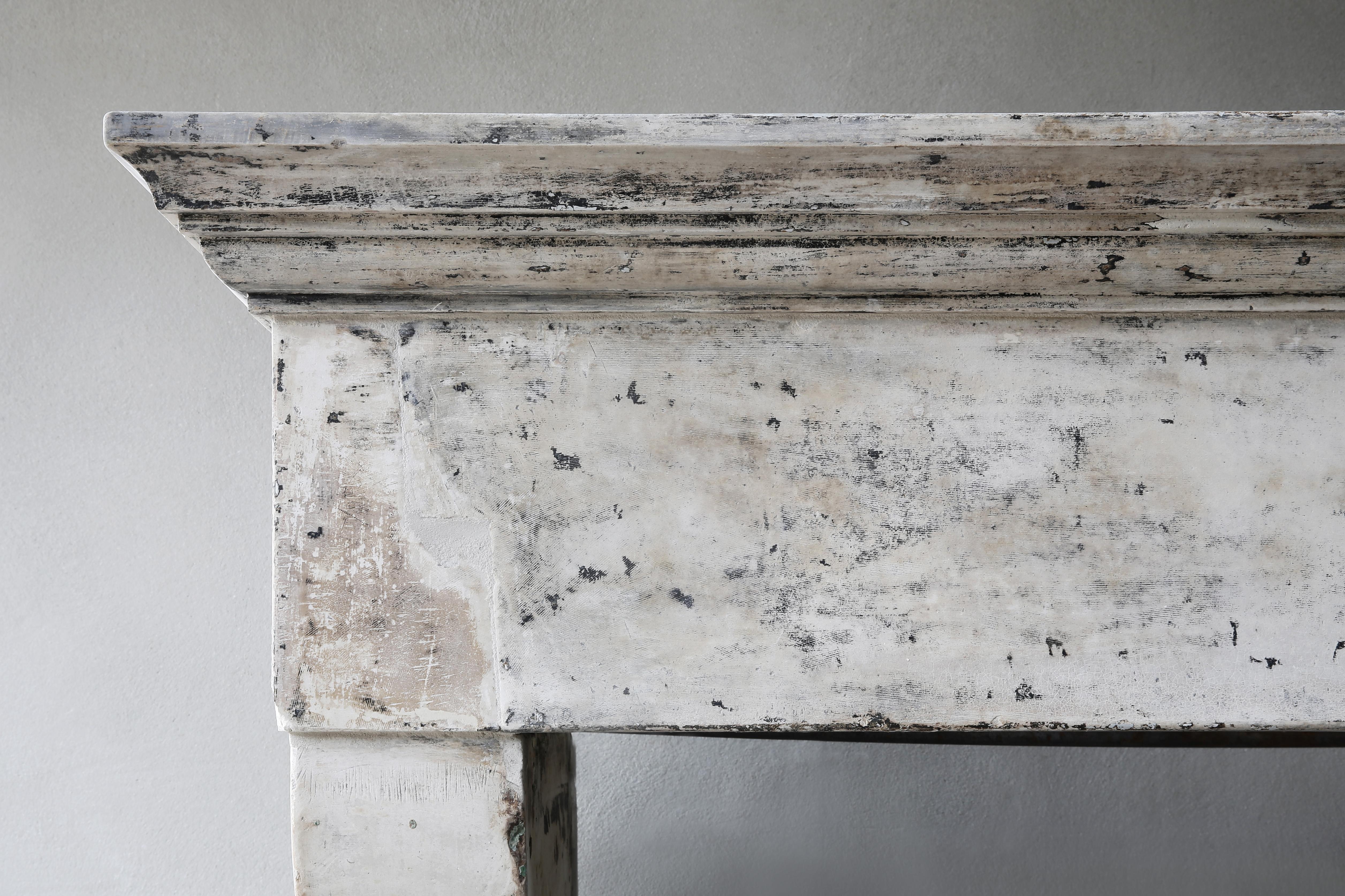 18th Century Antique Mantel in Style of Campagnarde of French Limestone In Good Condition In Made, NL