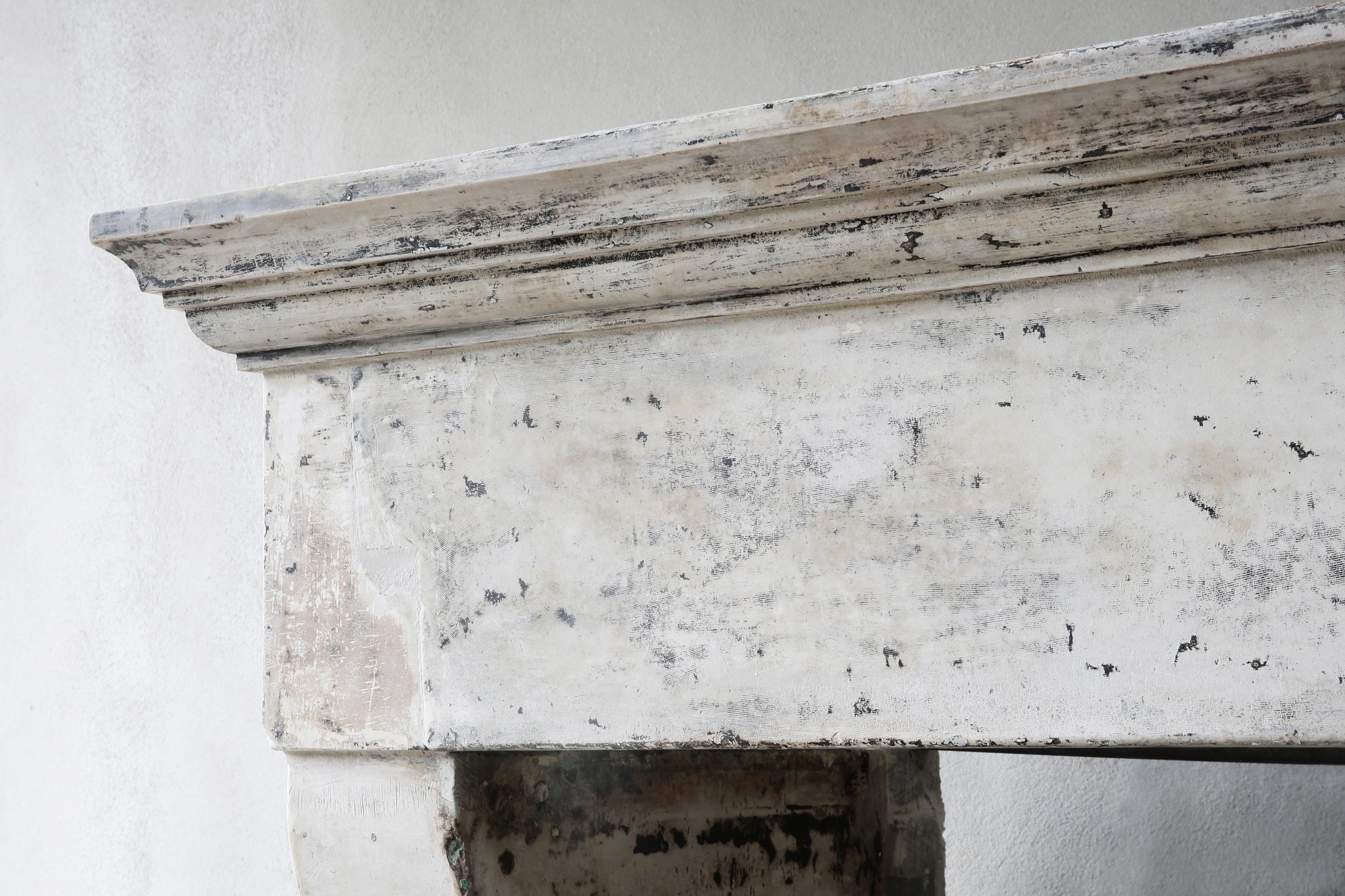 18th Century Antique Mantel in Style of Campagnarde of French Limestone 1
