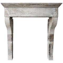 18th Century Antique Mantel in Style of Campagnarde of French Limestone