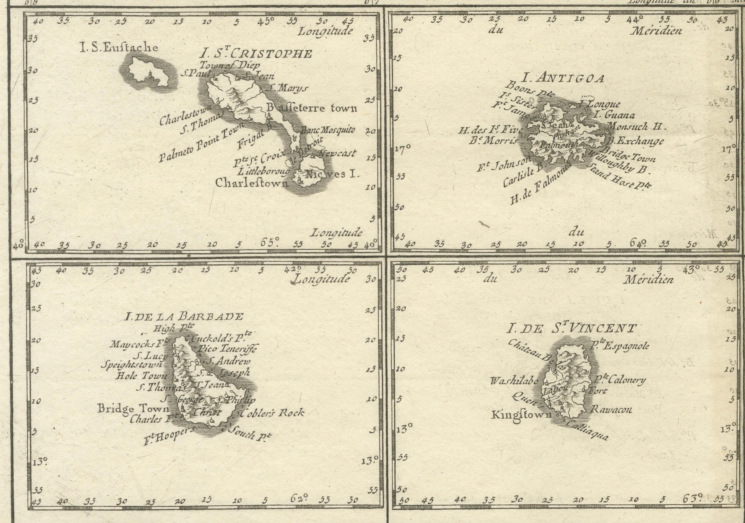 18th Century Antique Map of the Virgin Islands and Caribbean Inset Maps For Sale 2