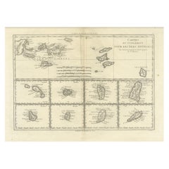 18th Century Antique Map of the Virgin Islands and Caribbean Inset Maps