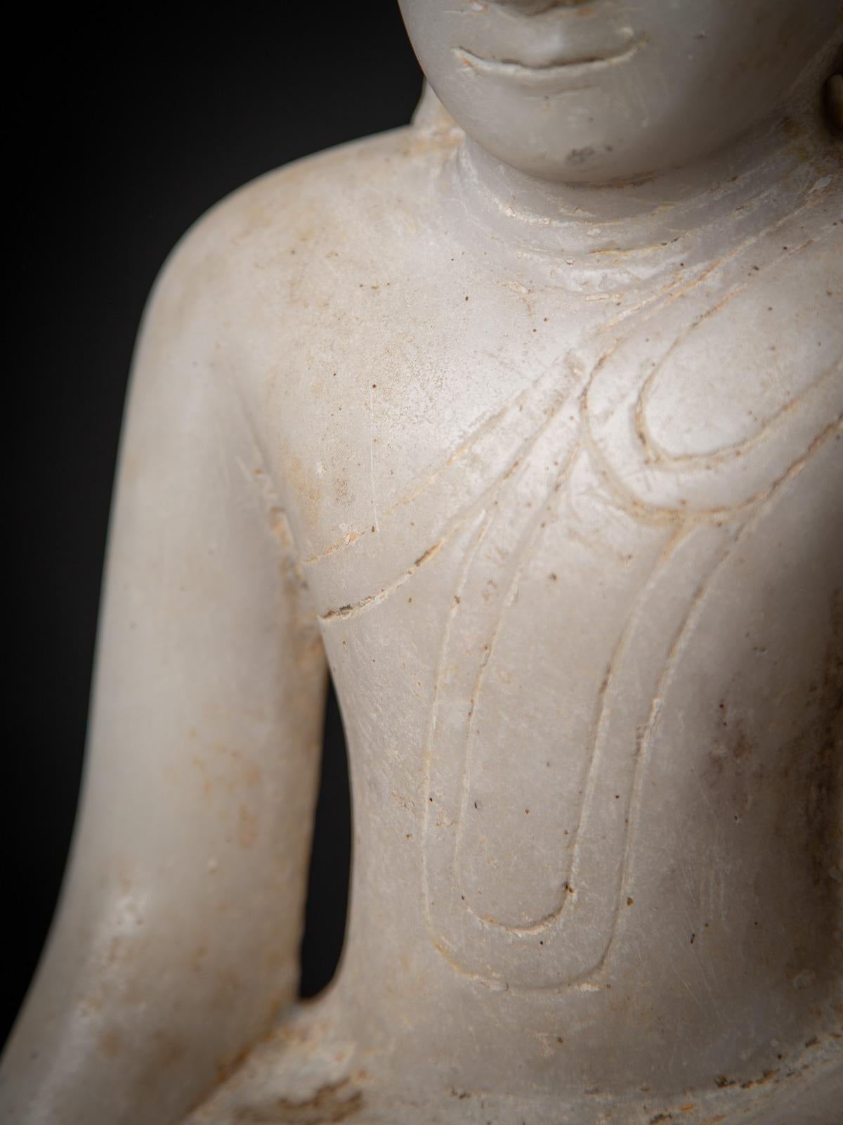 18th century Antique marble Burmese Buddha statue from Burma For Sale 11