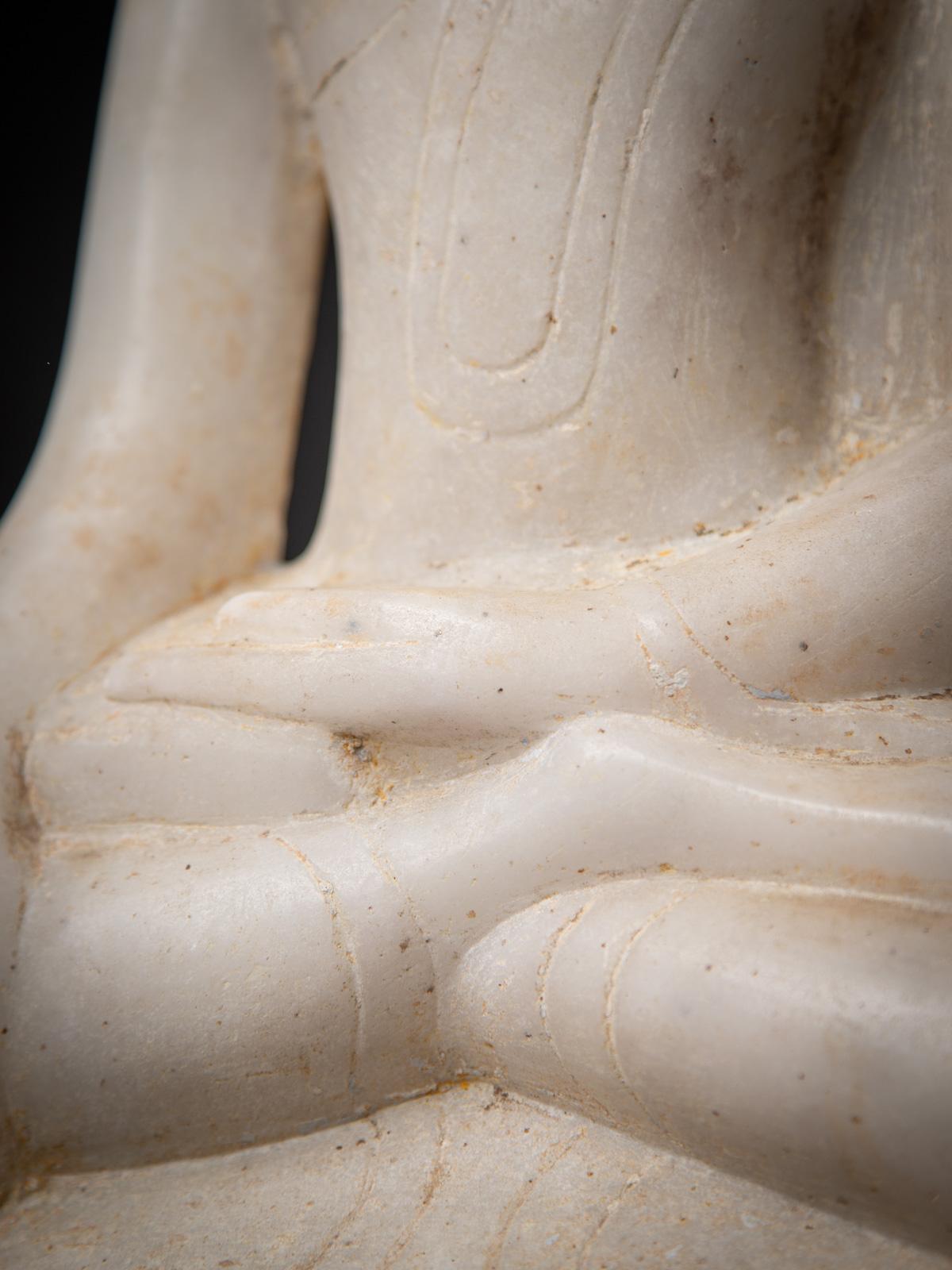 18th century Antique marble Burmese Buddha statue from Burma For Sale 13