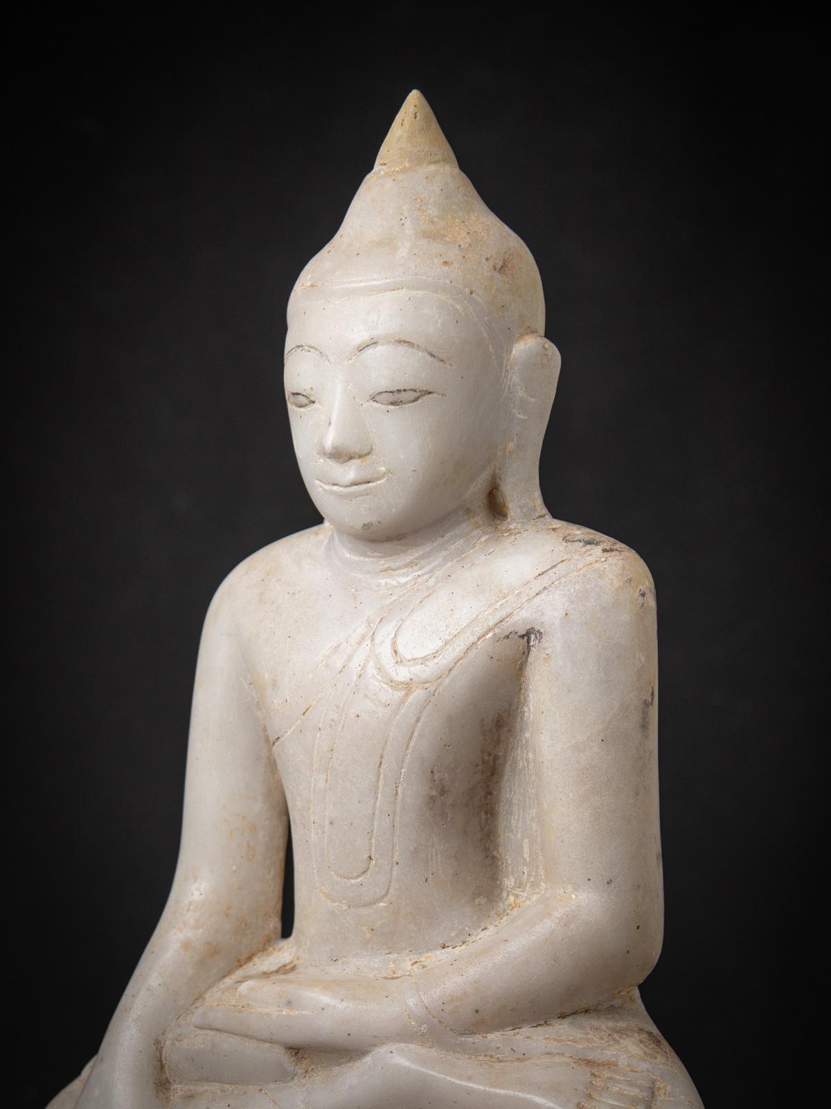Marble 18th century Antique marble Burmese Buddha statue from Burma For Sale