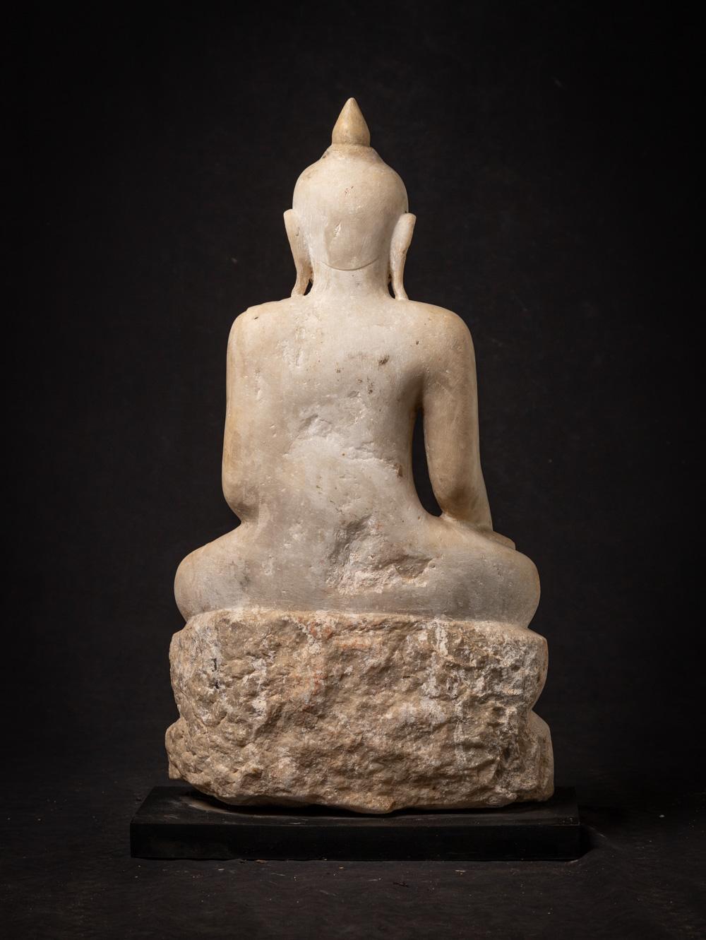 18th Century and Earlier 18th century antique marble Burmese Buddha statue in Bhumisparsha Mudra For Sale