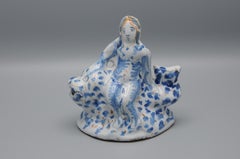 18th Century Antique Nevers Faience Mermaid Pitcher