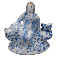 18th Century Antique Nevers Faience Mermaid Pitcher