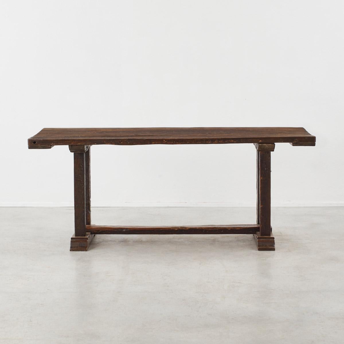 Rustic 18th century antique oak farmhouse or monastery refectory table For Sale