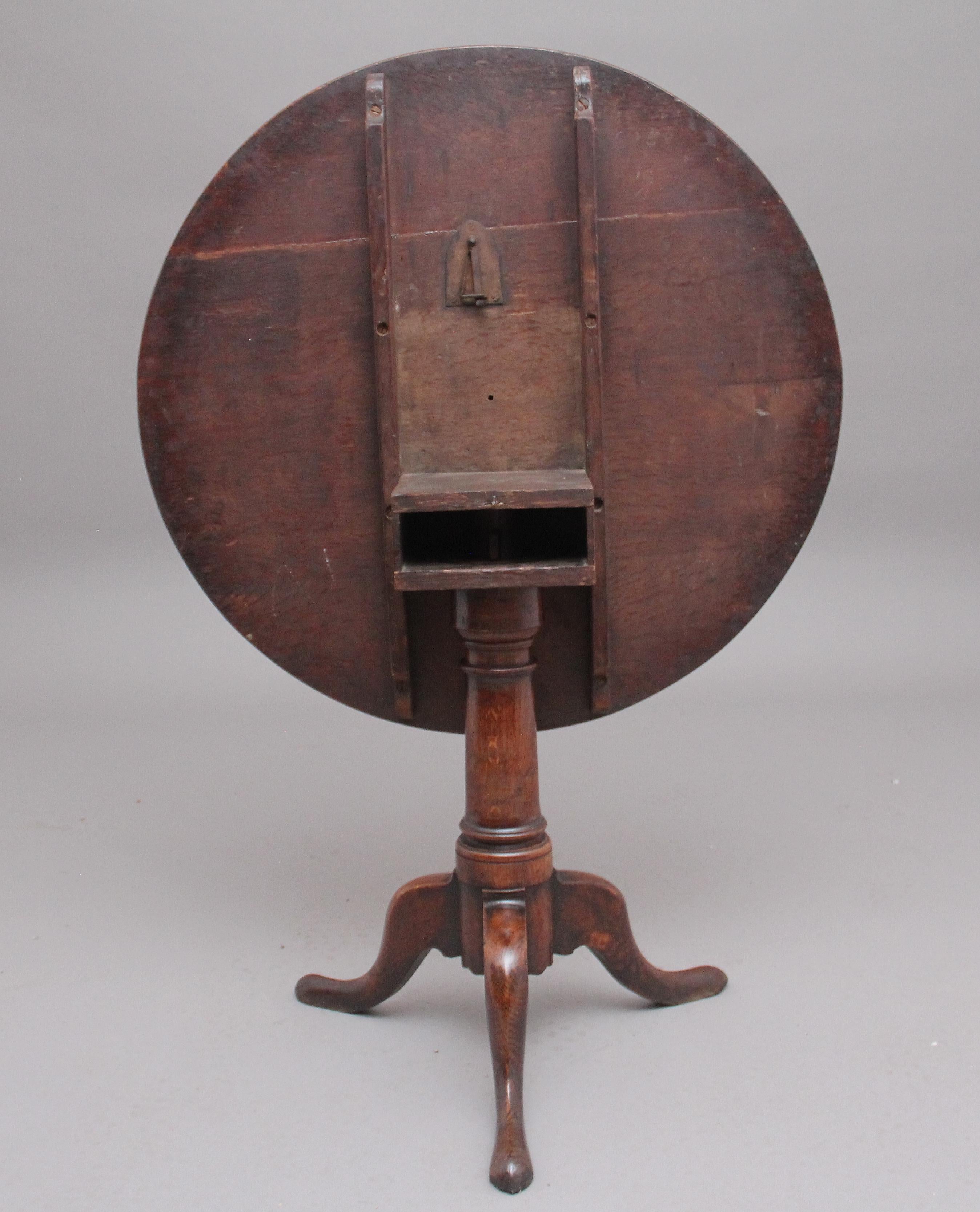 British 18th Century Antique Oak Tripod Table