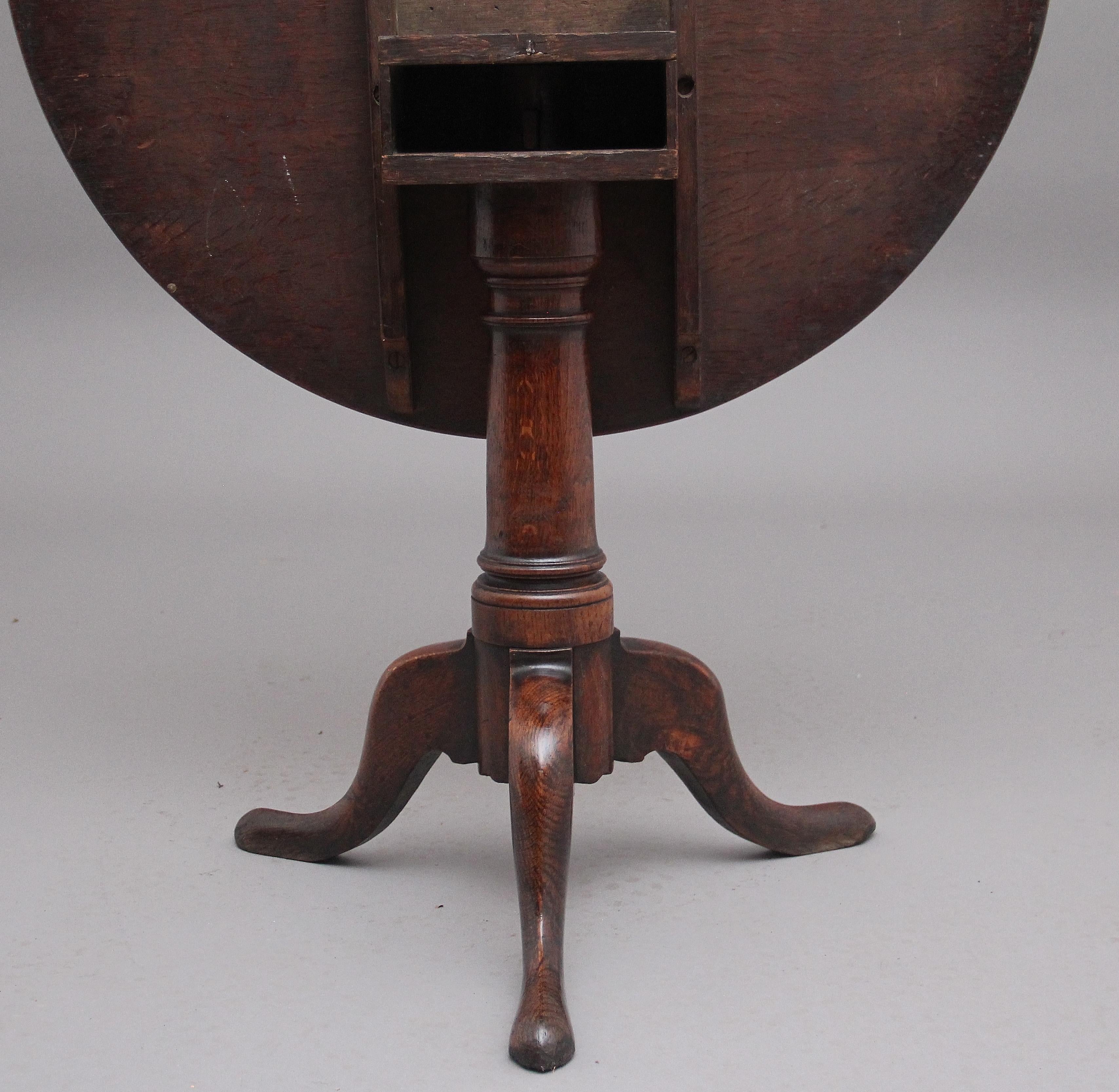 Late 18th Century 18th Century Antique Oak Tripod Table