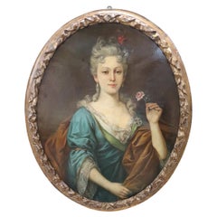 18th Century Antique Oil on Canvas Painting Portrait of the Countess