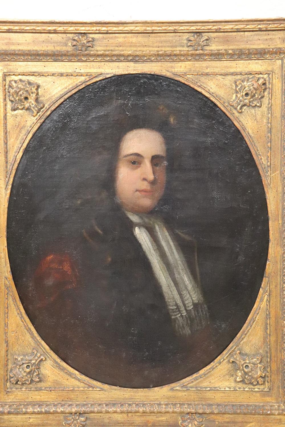 Dutch 18th Century Antique Oil Painting on Canvas Oval Portrait of a Gentleman For Sale