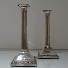 18th Century Antique Pair of Old Sheffield Candlesticks, circa 1785