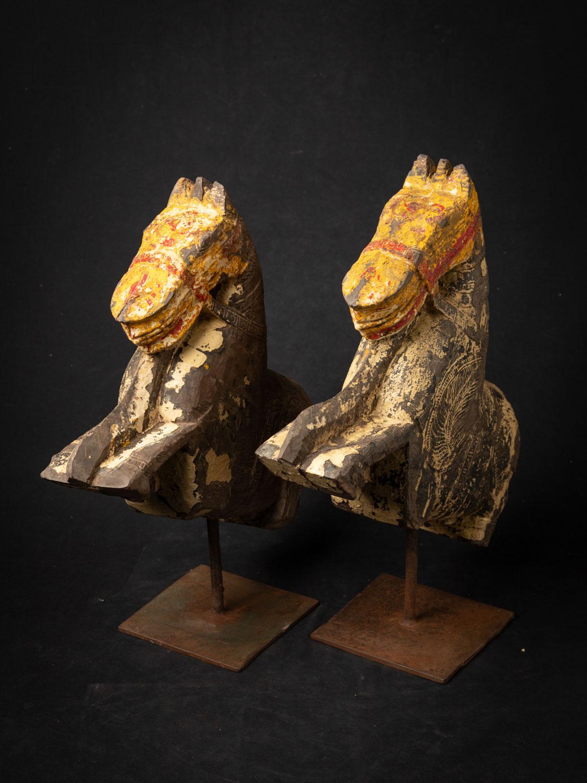 18th century Antique pair wooden temple fragments from a horse - OriginalBuddhas For Sale 8
