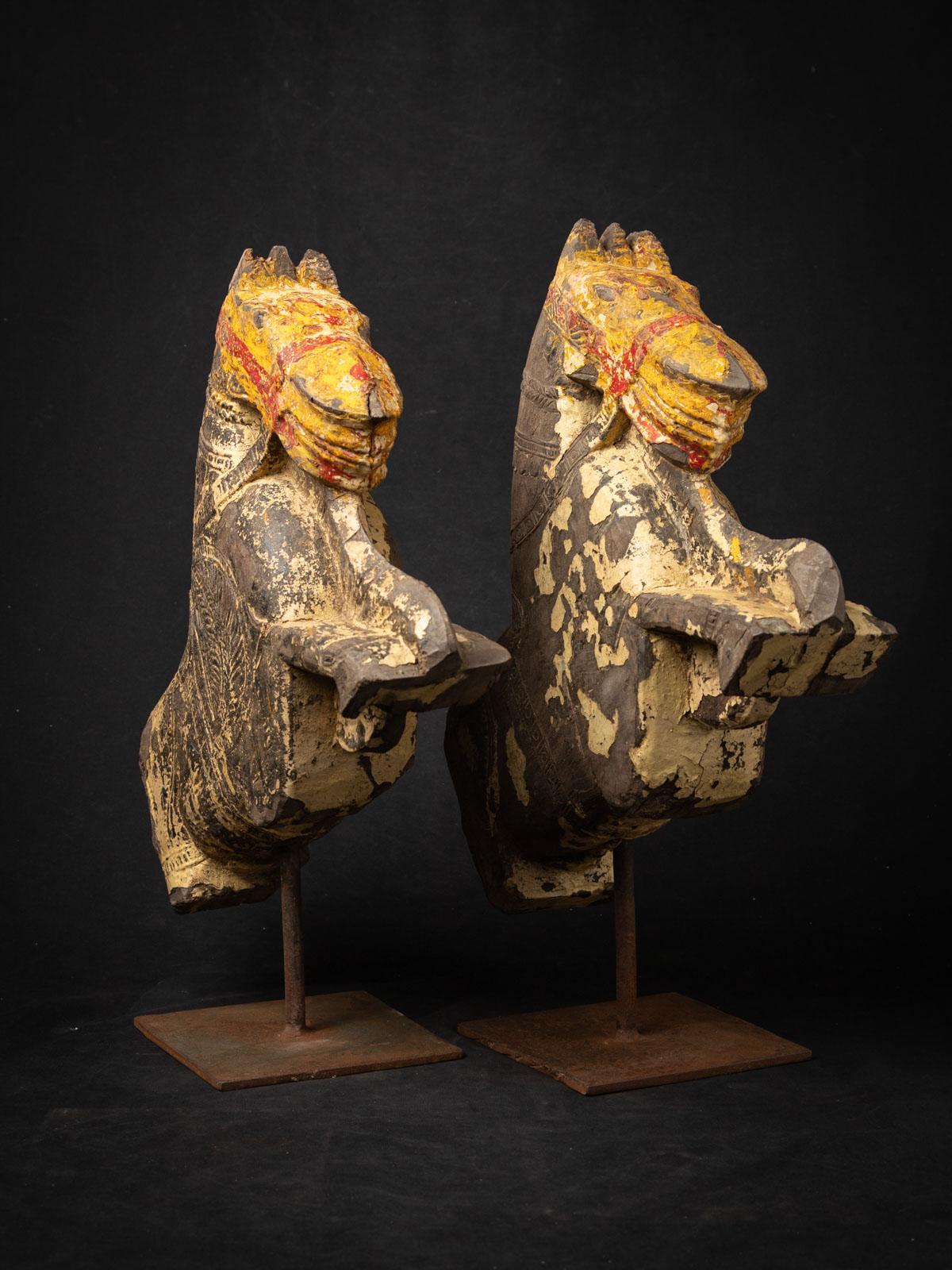 18th century Antique pair wooden temple fragments from a horse - OriginalBuddhas For Sale 1