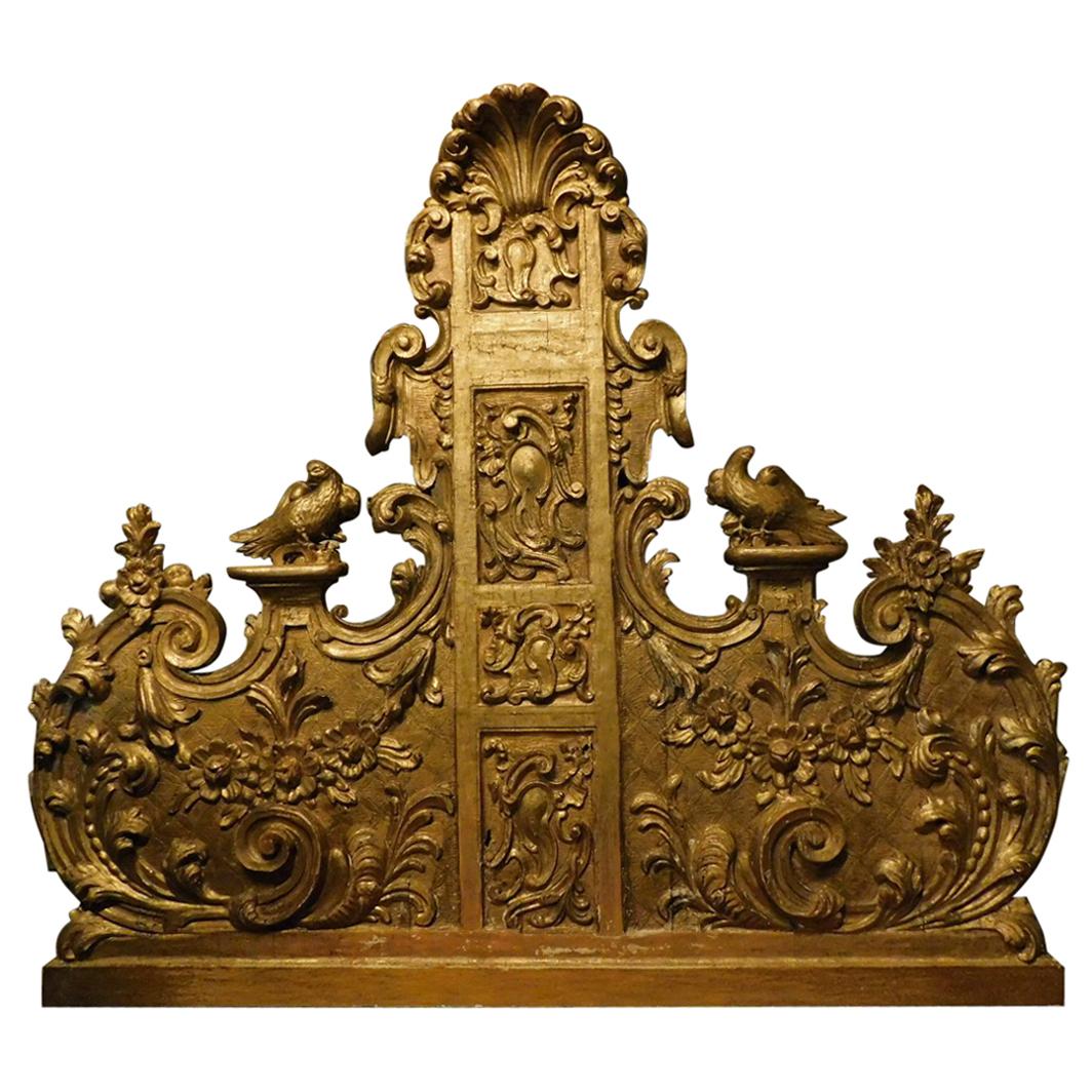 18th Century Antique Panel Gilded and Carved Headboard