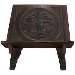 18th Century Antique Pine Hand-Carved Tree of Life Bible Stand
