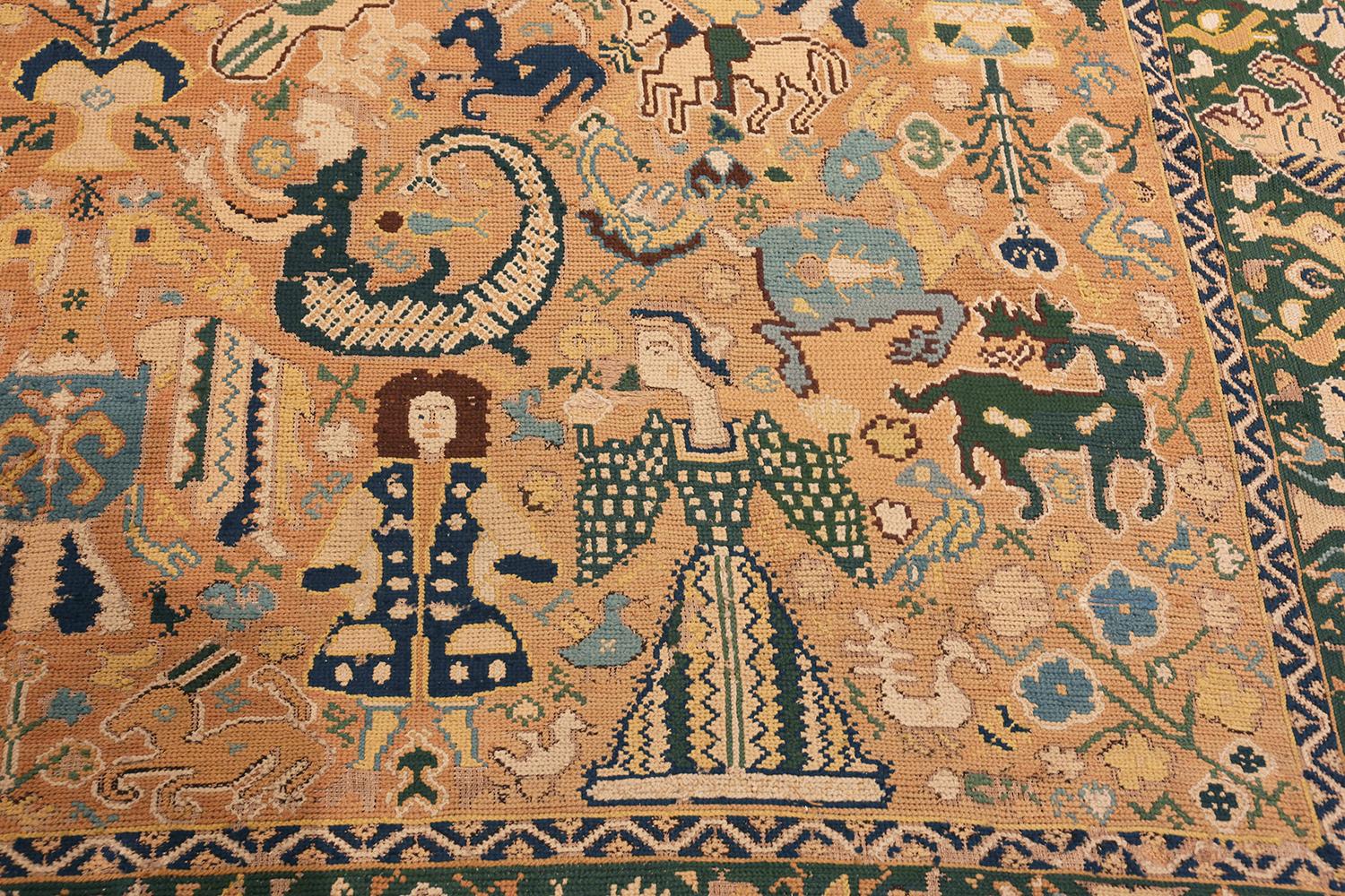 Nazmiyal 18th Century Antique Portuguese Needlepoint Rug. 10 ft x 18 ft 3 in In Good Condition In New York, NY