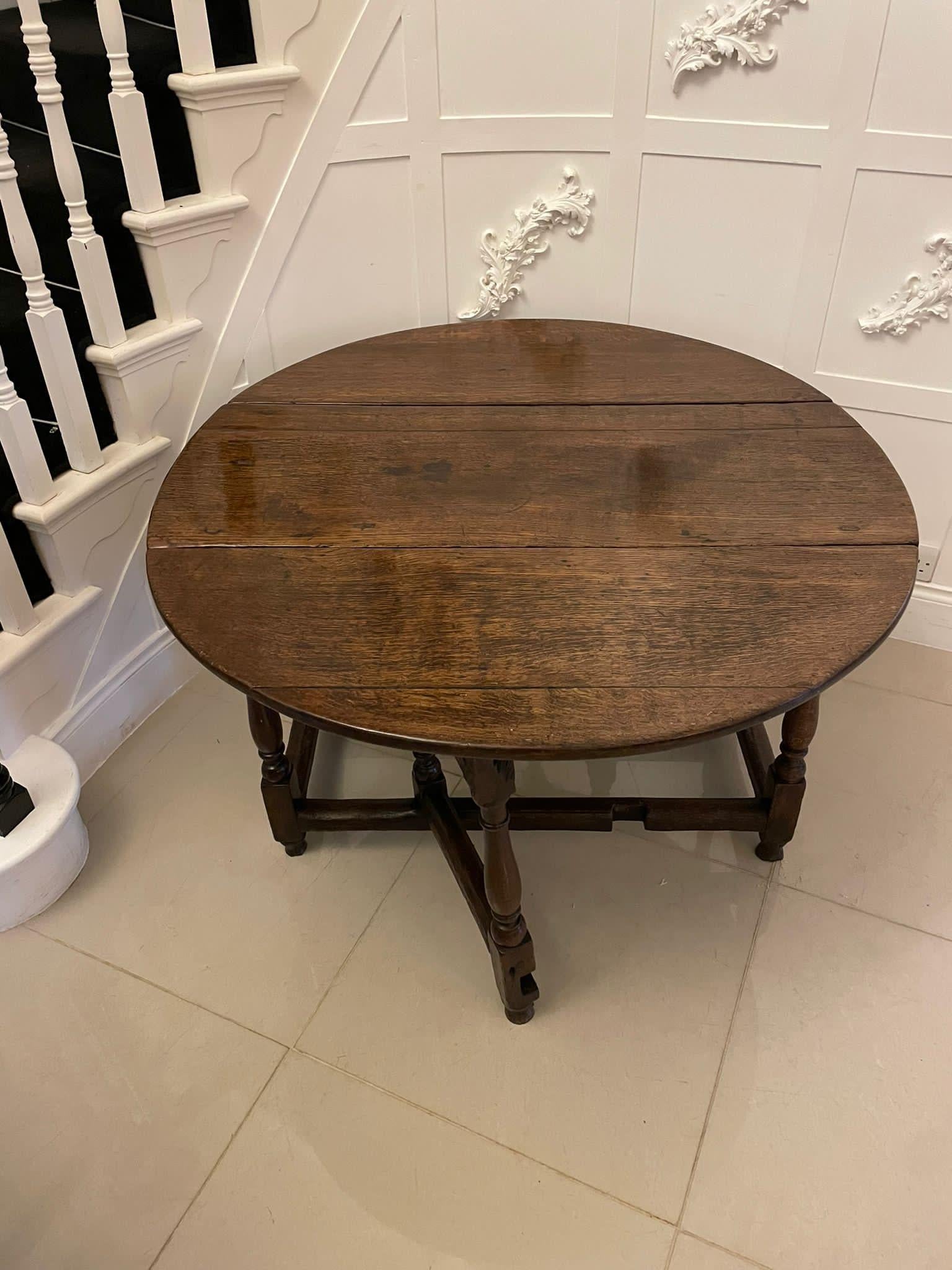 English 18th Century Antique Quality Oak Drop Leaf Dining Table  For Sale