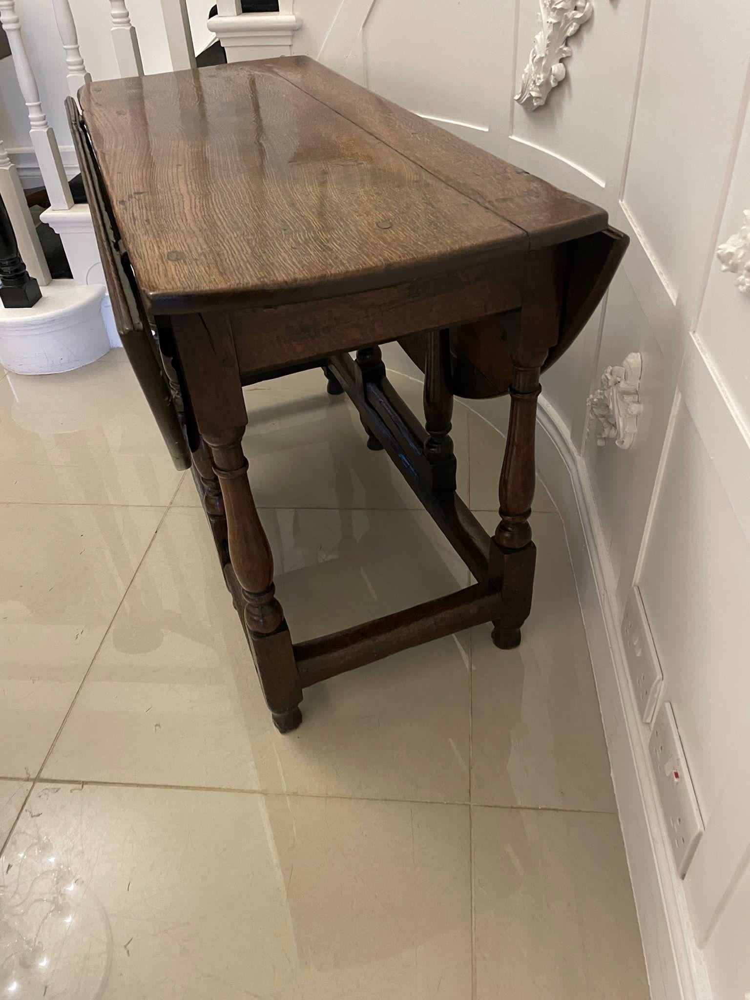 18th Century Antique Quality Oak Drop Leaf Dining Table  For Sale 2