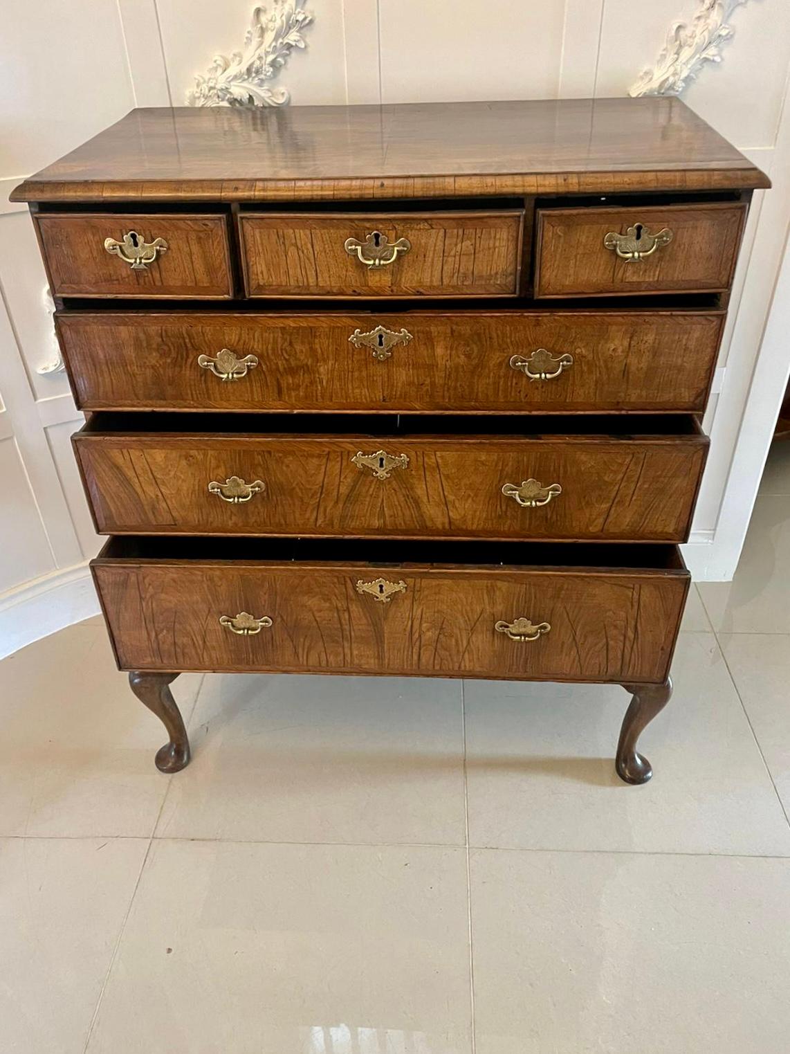 18th Century Antique Quality Walnut Chest on Stand For Sale 9