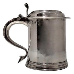 18th Century Antique Queen Anne Britannia Silver Lidded Tankard Exeter, 1707