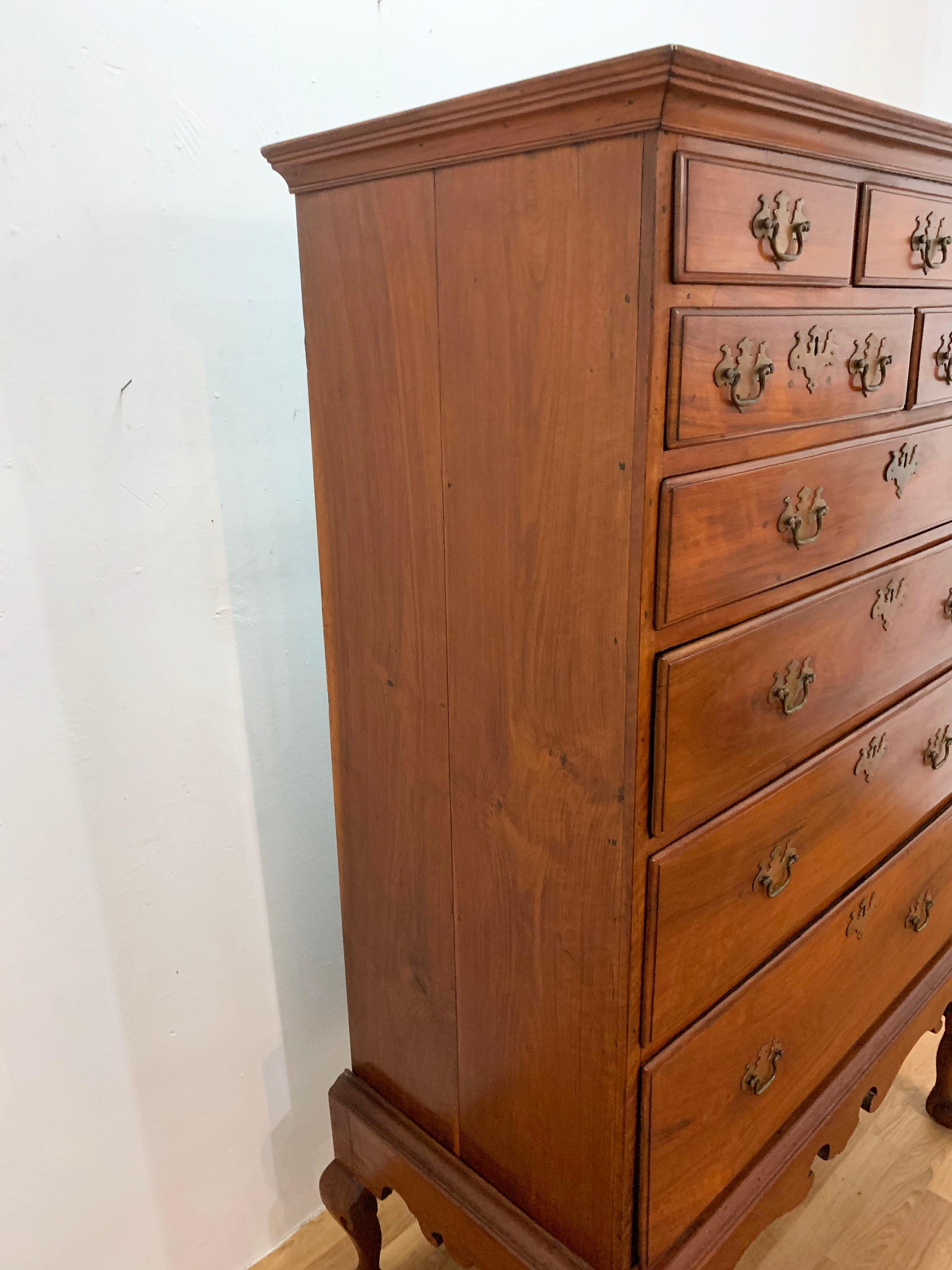 18th Century Antique Queen Anne Highboy Flat Top Chest 5