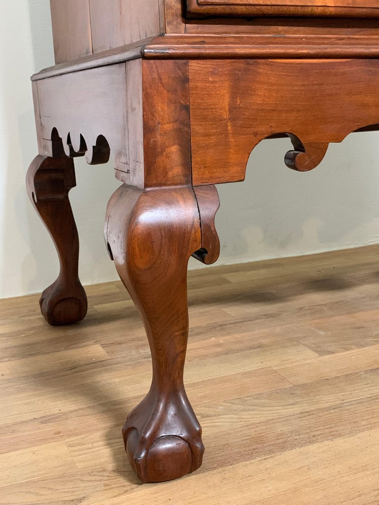 18th Century Antique Queen Anne Highboy Flat Top Chest For Sale at 1stDibs