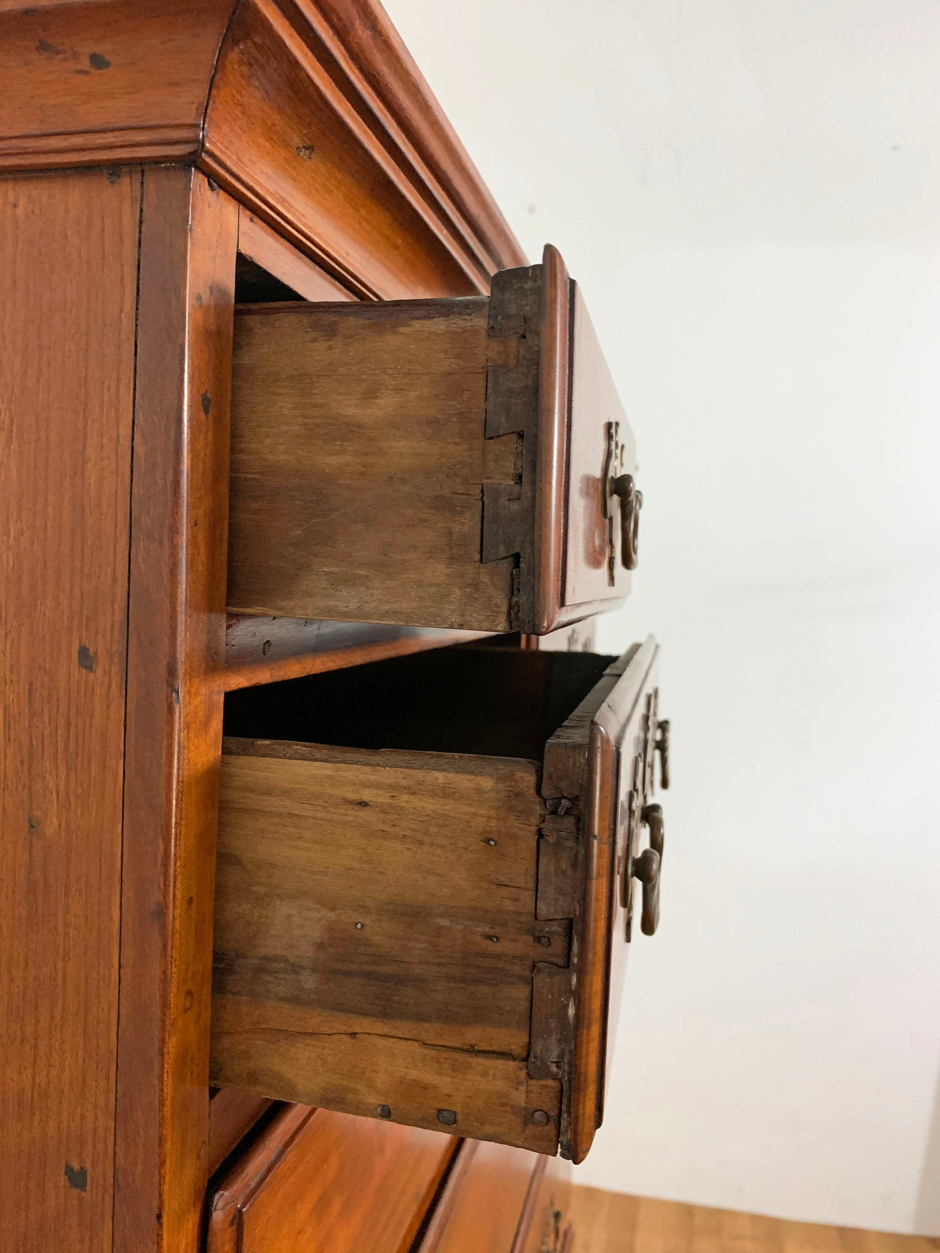 18th Century Antique Queen Anne Highboy Flat Top Chest 8