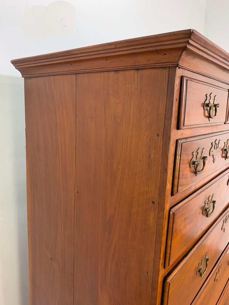 18th Century Antique Queen Anne Highboy Flat Top Chest For Sale at 1stDibs