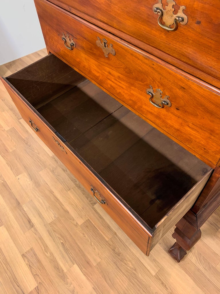 18th Century Antique Queen Anne Highboy Flat Top Chest For Sale at 1stDibs